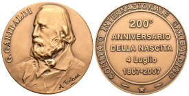 Comitato Internazionale Garibaldino - Medaglia commemorativa del 200° Anniversario della nascita di Giuseppe Garibaldi - 4 Luglio 1807/2007 - Opus A. ...