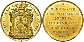 Alessandria - Medaglia 1843 - Madonna della Salve, A ricordo della solenne imposizione della corona, voluta dal Capitolo Vaticano, alla B.V. della Sal...