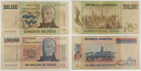 Argentina - Lotto di 2 banconote: 500.000 Pesos ND (1981-1982) P#309a.2 - 1.000.000 Pesos ND (1982-1983) P#310

SPEDIZIONE IN TUTTO IL MONDO - WORLD...