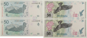 Argentina - Lotto di 2 banconote consecutive da 50 Pesos ND (2018-2020) P#363(2)

SPEDIZIONE IN TUTTO IL MONDO - WORLDWIDE SHIPPING

AU
