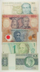 Brasile - Lotto di 5 banconote: 500 Cruzados ND (1986) P#212a - 100 Cruzeiros ND (1981-1984) P#198 - 10 Reais ND (2000-2001) 500 anni di scoperta del ...