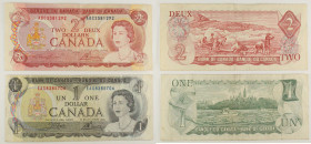 Canada - Lotto di 2 banconote: Two Dollars 1974 P#86a - One Dollar 1973 P#85c

SPEDIZIONE IN TUTTO IL MONDO - WORLDWIDE SHIPPING

VF