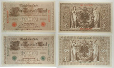 Germania - Lotto di 2 banconote: 1.000 Mark 1910 Sigillo rosso P#44b - 100.000 Mark 1910 Sigillo rosso P#45b

SPEDIZIONE SOLO IN ITALIA - SHIPPING O...