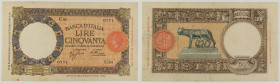Regno d'Italia - Vittorio Emanuele III (1900-1943) - banconota 50 Lire Lupetta (Fascio) Roma 1° Tipo 30/04/1936 - Gigante BI 6C - 4 piccoli fori

SP...