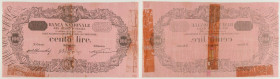 Regno d'Italia - Umberto I (1878-1900) - Banca Nazionale nel Regno - banconota 100 Lire 21/07/1893 - fori, strappi, riparazioni - MOLTO RARA - Gigante...