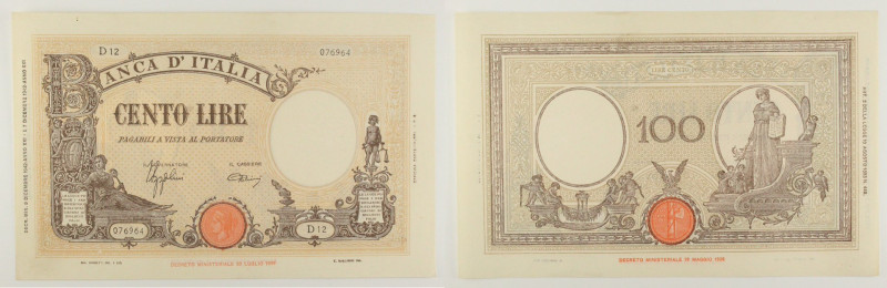 Regno d'Italia - banconota 100 Lire "Grande B Fascio" 9/12/1942 - Gigante BI 21A...
