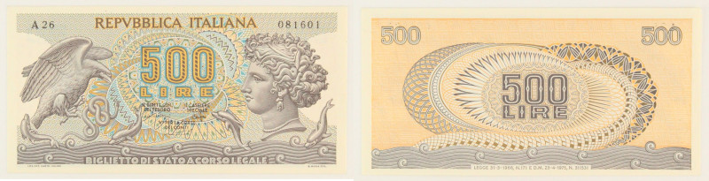 Repubblica Italiana - banconota 500 Lire Aretusa 23/04/1975 - RARISSIMA - Gigant...