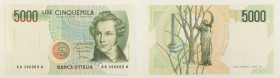 Repubblica Italiana - banconota 5000 Lire Vincenzo Bellini 31/01/1985 AAA - MOLTO RARA - Gigante BI 69AA

SPEDIZIONE IN TUTTO IL MONDO - WORLDWIDE S...