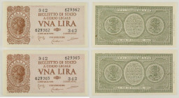 Regno d'Italia - Luogotenenza - Lotto di 2 Biglietti di Stato da 1 Lira Italia Laureata 23/11/1944 - Gigante BS 5B

SPEDIZIONE SOLO IN ITALIA - SHIP...