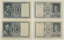 Regno d'Italia - Vittorio Emanuele III (1900-1943) - Lotto di 2 banconote da 10 Lire Impero 1935 XIII e 1938 XVII - Gigante BS 18A e Gigante BS 18B
...