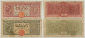 Regno d'Italia - Luogotenenza - Lotto di 2 banconote: 100 Lire 10/12/1944 Gigante BI 25A - 50 Lire 10/12/1944 Gigante BI 13A

SPEDIZIONE SOLO IN ITA...