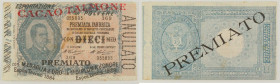 Biglietto Pubblicitario "Cacao Talmone" sul modello delle 10 Lire Umberto I - timbro "ANULLATO"

SPEDIZIONE SOLO IN ITALIA - SHIPPING ONLY IN ITALY