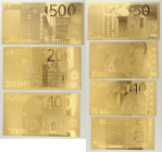 Lotto composto da 7 riproduzioni, di banconote in euro, in lamina dorata.

SPEDIZIONE IN TUTTO IL MONDO - WORLDWIDE SHIPPING