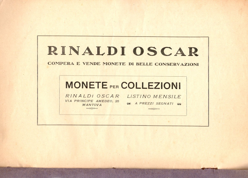 RINALDI O. - Listini a prezzo fisso anno II - 1926. 12 fascicoli + supplementi r...