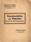 CAHN Adolph E. - Frankfurt a. Main, 23 - Oktober, 1912. Katalog von Kunstmedaillen und Plaketten des XV bis XVII. Jahrhunderts, darunter die dubletten...