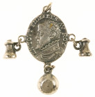 Historiepenningen - 1566 - Geuzenpenning (cp. vL.85, later work, small model) - Obv. Portrait Philips II left / Rev. Clasped hands with charm bag - si...