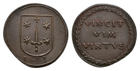 Historiepenningen - 1573 - Haarlem. Medal in the style of a siege coin 'Op de belegering door de Spaanse troepen' (vLoonI163.4, Maillet L.67) - Obv. C...