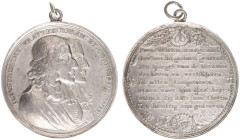 Historiepenningen - 1672 - Medal 'Moord op de gebroeders De Witt' (vL.87.3, PR.1585) - Obv. Conjugated busts right / Rev. Eight lines of text (Twee Wi...