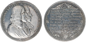 Historiepenningen - 1672 - Medal 'Moord op de gebroeders De Witt te 's-Gravenhage' (vL.87.3, PR.1585) - Obv. Busts right / Rev. Eight lines of text (T...