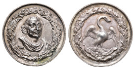 Historiepenningen - ND (1679) - Medal 'Overlijden Joost van den Vondel' by J. Lutma jr. (vL 283.2, Fred. 21/21a) - Obv. Portrait of Van Den Vondel en ...