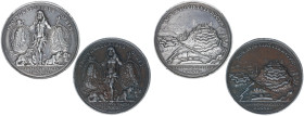 Historiepenningen - 1695 - Medal 'Inname van Namen' by G. Hautsch (vL.143-1, Eimer 366) - Obv. Hercules, with oval portrait medallions William III and...