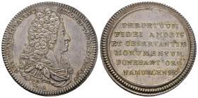 Historiepenningen - 1712 - Medal 'Inauguratie van Maximiliaan Emanuel van Beieren als Graaf van Namen' by N. Roettiers (G. Baurin, Tijdschrift voor Nu...