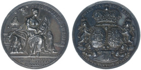 Historiepenningen - 1736 - Medal 'Geboorte en overlijden van een naamloze dochter van stadhouder Willem IV' by N. van Swinderen (VvL.101) - Obv. Sitti...
