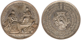 Historiepenningen - 1756 - Medal '100-Jarig bestaan van Tekengenootschap Pictura te 's-Gravenhage' by N. van Swinderen (VvL.337) - Obv. Pictura enthro...