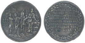 Historiepenningen - 1786 - Medal 'De Utrechtse Schutterij beëdigd' (VvL.639A) - Obv. Swearing-in scene on the Neude / Rev. Eight lines of text - silve...