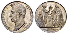 Historiepenningen - 1815 - Medal 'Inhuldiging van Koning Willem I als Koning der Nederlanden te Brussel' by Braemt (Dirks 61) - Obv. Bust of Willem I ...