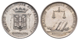 Historiepenningen - 1817 - Medal 'Raadspenning van de stad Antwerpen' by A.C. Jouvenel (Dirks 120) - Obv. Crowned coat of arms / Rev. Scales, open boo...