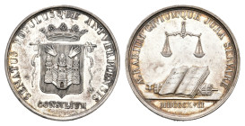 Historiepenningen - 1817 - Medal 'Raadspenning van de stad Antwerpen' by A.C. Jouvenel (Dirks120) - Obv. Crowned coat of arms / Rev. Scales, open book...