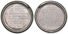 Historiepenningen - 1821 - Medal '150-jarig bestaan van het Waalse Weeshuis te Amsterdam' (Dirks 178) - Obv. Ouroboros border, in the center engraved ...