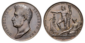 Historiepenningen - 1827 - Medal 'Hulde aan Willem I voor het graven van het kanaal van Gent naar Terneuzen' by J. Braemt (Dirks 297) - Obv. Bust left...