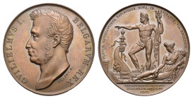 Historiepenningen - 1827 - Medal 'Hulde aan Willem I voor het graven van het kanaal van Gent naar Terneuzen' by J. Braemt (Dirks 297) - Obv. Bust left...