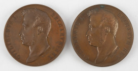 Historiepenningen - 1827 - Official presentation set with two bronze copies of the medal 'Hulde aan Koning Willem I voor de aanleg van het Kanaal van ...