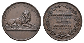 Historiepenningen - 1831 - Medal 'Erepenning der Groninger en Franeker Flankeurs, curatorenpenning' by D. van der Kellen, bronze collectors emission (...