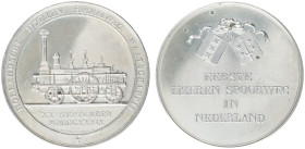 Historiepenningen - 1839 - Medal 'Eerste IJzeren Spoorweg in Nederland' by P. van de Goor (Dirks 553) - Obv. Locomotive "De Hoop" / Rev. For lines of ...