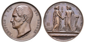 Historiepenningen - 1839 - Medal 'Vredesverdrag tussen Nederland en België' by C. Jehotte (Dirks 549) - Obv. Head Leopold I left / Rev. Pax and Fortun...