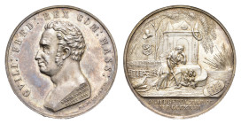 Historiepenningen - 1843 - Medal 'Overlijden Koning Willem I' by M.C. de Vries (Dirks 623) - Obv. Bust left / Rev. Grave monument with grieving Dutch ...