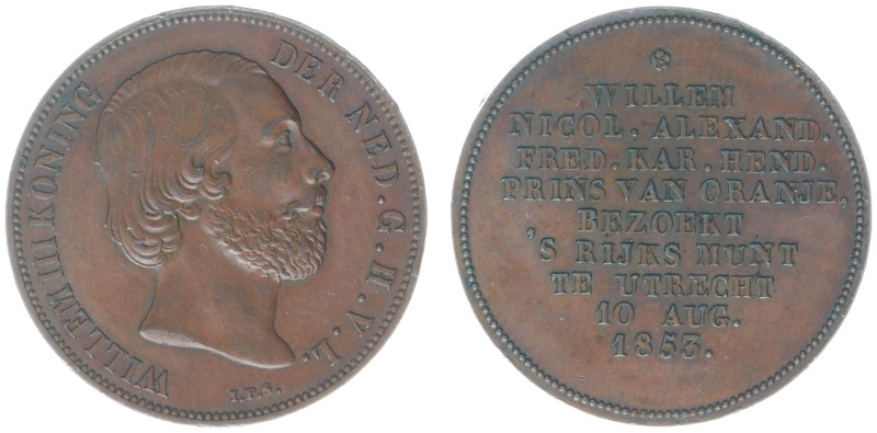 Historiepenningen - 1853 - Medal 'Voorgenomen bezoek van kroonprins Willem aan '...