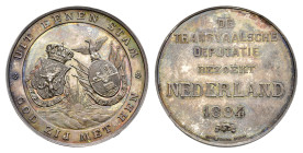 Historiepenningen - 1884 - Medal 'Bezoek van een Transvaalse deputatie aan Nederland' by C.J. Begeer (Zw.632, KB.14) - Obv. Coats of arms of the Nethe...