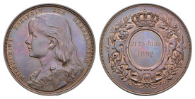 Historiepenningen - 1892 - 'Beloningspenning koningin Wilhelmina bij haar bezoek aan Groningen' by J.P.M. Menger & W.J. Schammer/ 's Rijks Munt (Zw.97...