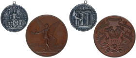 Historiepenningen - 1897 - Medal 'Geldersche Tentoonstelling van Nijverheid en Handel te Arnhem' by (?) B.H. Maijer (Zw.1269) - Obv. Fame holding shie...
