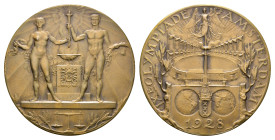 Olympics - Netherlands - Amsterdam 1928 - Medal 'Deelnemersmedaille IXe Olympiade Amsterdam' by J.C. Wienecke (Gad.2) - Obv. Two athletes with torch i...