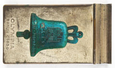 Olympics - Germany - Berlin 1936 - Silvered notepad holder, printed in low relief a blue Olympic clock and OLYMPIA / BERLIN ∙ 1936 - with pencil with ...