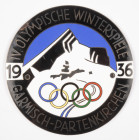 Olympics - Germany - Garmisch-Partenkirchen 1936 - enamelled car badge IV OLYMPISCHE WINTERSPIELE Mountain and Olympic rings (compare the official bad...