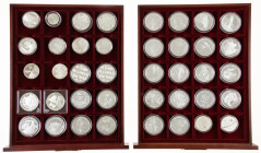 Medals in boxes - Miscellaneous - 2 wooden cassettes with WWF medals and Euro coins in silver and base