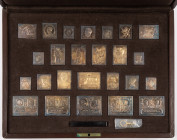 Medals in boxes - Miscellaneous - Collection silver stamps Belgium 'Honderdvijftig Jaar Dynastie' cont. 25 sterling silver stamps, appr. 500 grams - I...