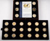 Medals in boxes - Miscellaneous - Wooden cassette 'Eerste slag van de Euro-landen' containing 24 partly gilt silver .999 medals